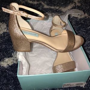 Betsey Johnson Champagne Glitter Heels